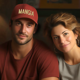 マンガ食べ刺イタリアンキャップ 刺繍入りキャップ