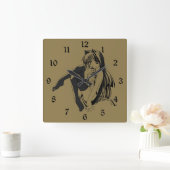 マンガ、ねこ娘、ケモノ、かわいい、ロリ スクエア壁時計 (ホーム)