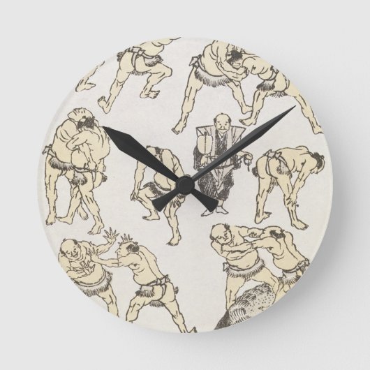 マンガ: ジェスチャーの勉強および格闘の姿勢 ラウンド壁時計 (正面)