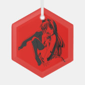 マンガ，ネコキャットガールフューリーかわいいロリ ガラスオーナメント (正面)