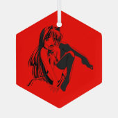 マンガ，ネコキャットガールフューリーかわいいロリ ガラスオーナメント (裏面)