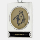 マンガ，ネコキャットガールフューリーかわいいロリ シルバープレートバナーオーナメント (左)