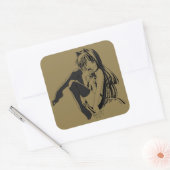 マンガ,ネコキャットガールフューリーかわいいロリ スクエアシール (封筒)