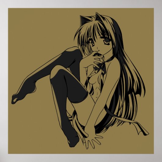 マンガ，ネコキャットガールフューリーかわいいロリ ポスター (正面)