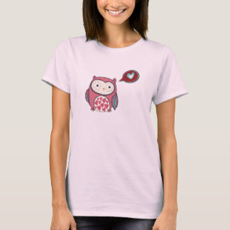マンガ・ピンク・ラブ・フクロウ Tシャツ