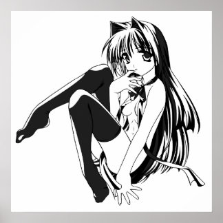 マンガ 猫娘 ピンナップガール "ゆるく基づいて" ポスター
