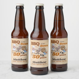 マンガBBQとビアーズ50誕生日 素朴 ビールラベル