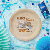 マンガBBQとビアーズ50誕生日 素朴 ペーパープレート (パーティー)
