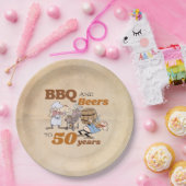 マンガBBQとビアーズ50誕生日 素朴 ペーパープレート (パーティー)