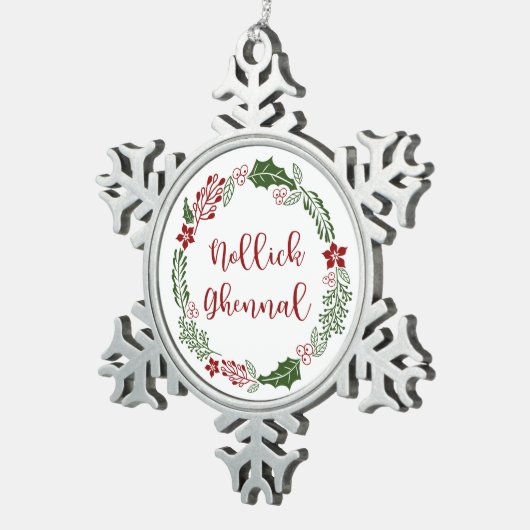 マンクスメリークリスマスリースノリック・ゲーナル スノーフレークピューターオーナメント (右)