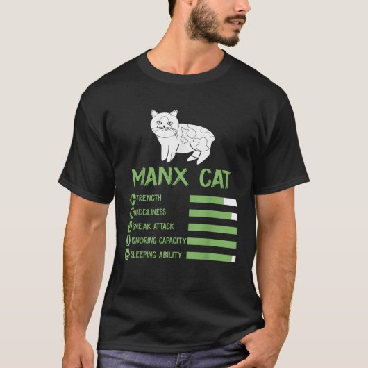 マンクス猫シャツかわいいマンクス猫Tシャツ Tシャツ (正面)