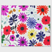 マンクダニカラフル花柄 ラッピングペーパー (フラット)
