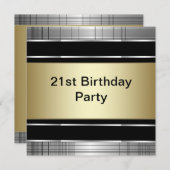 マンクラスブラックシルバー金ゴールド21歳の誕生日パーティー 招待状 (正面/裏面)