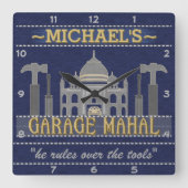 マンケイブガレおもしろいージマハルツール |名前をカスタムする スクエア壁時計 (正面)