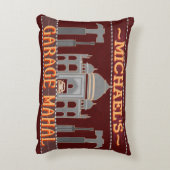 マンケイブガレージマハおもしろいル |パーソナライズされた |赤 アクセントクッション (裏面(縦))