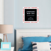 マンケイブサイン警告のwルールフォイル文字 箔ポスター (インサイチュ (寝室))