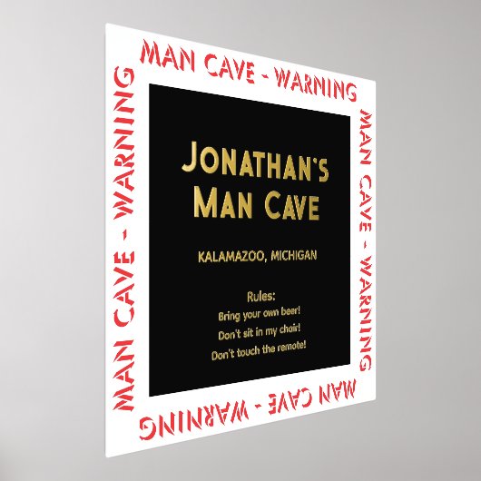 マンケイブサイン警告のwルールフォイル文字 箔ポスター (レイダウン)