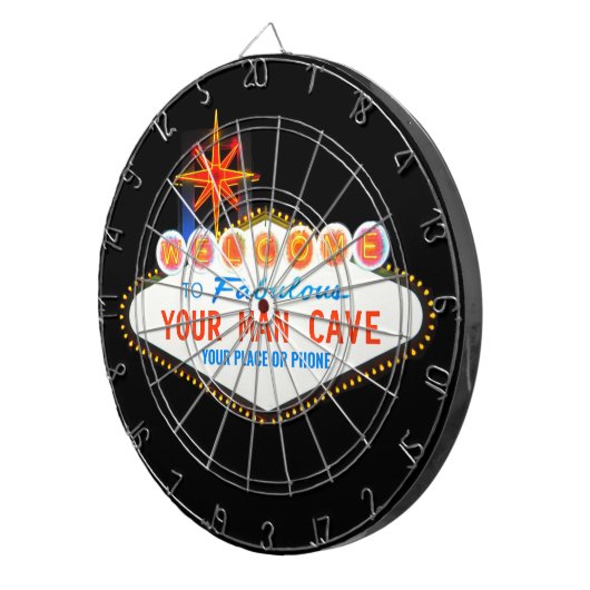 マンケイブユアガレージ有名サイン名前をカスタムする ダーツボード (正面右)