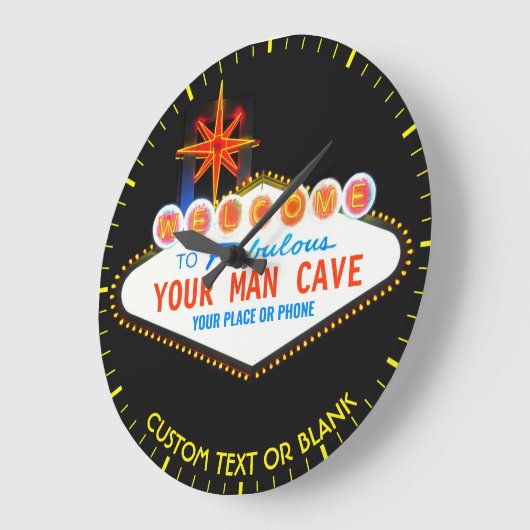 マンケイブユアガレージ有名サイン名前をカスタムする ラージ壁時計 (傾斜)