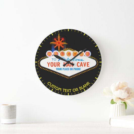 マンケイブユアガレージ有名サイン名前をカスタムする ラージ壁時計 (ホーム)