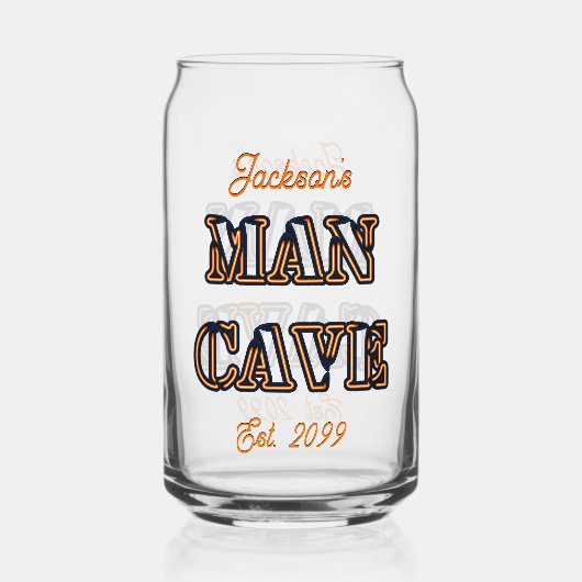 マンケイブ文字エフェクトビールカンガラス飲み物用品 ガラス缶 (正面)