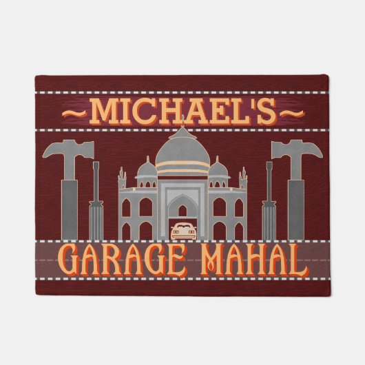 マンケーブガレージマハルツおもしろいール |名前をカスタムするV2 ドアマット (正面)