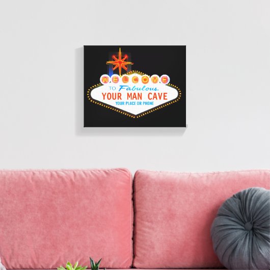 マンケーブザガレージ有名サイン名前をカスタムする キャンバスプリント (インサイチュ (リビング))