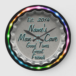 マンケーブネオンビールキャップ時計！名前と日付を追加！ ラージ壁時計