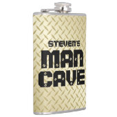 マンケーブパーソナライズされたフラスコと金ゴールドトレッドプレート フラスク (右)