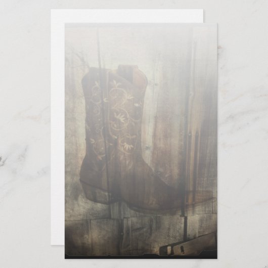 マンケーブ動揺してウェスタンカントリーカウボーイブーツ 便箋 (正面/裏面)