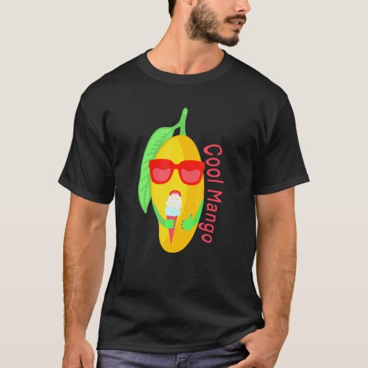 マンゴカッコいい食べーのアイスクリームとサングラス Tシャツ (正面)