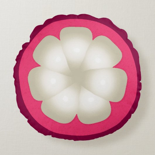 マンゴスチン様式化されたエキゾチックなフルーツスライス ラウンドクッション (正面)