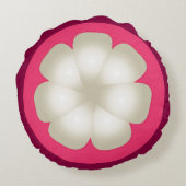 マンゴスチン様式化されたエキゾチックなフルーツスライス ラウンドクッション (裏面)