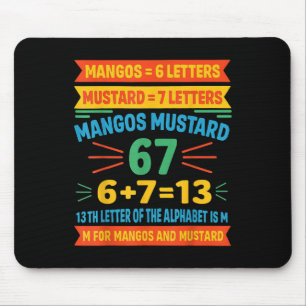 マンゴス マスタード 67 Tシャツ 面白い アルファベット コード M メーム F マウスパッド