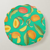 マンゴメドレー：熱帯果実パターン ラウンドクッション (裏面)