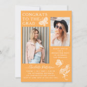 マンゴモダンバタフライ写真卒業パーティー 招待状 (正面)