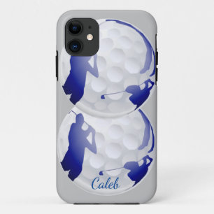 マンゴルフ付きゴルファーのゴルフボール名前をカスタムする iPhone 11 ケース