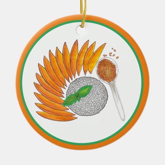 マンゴーもち米デザートタイ料理 セラミックオーナメント (正面)