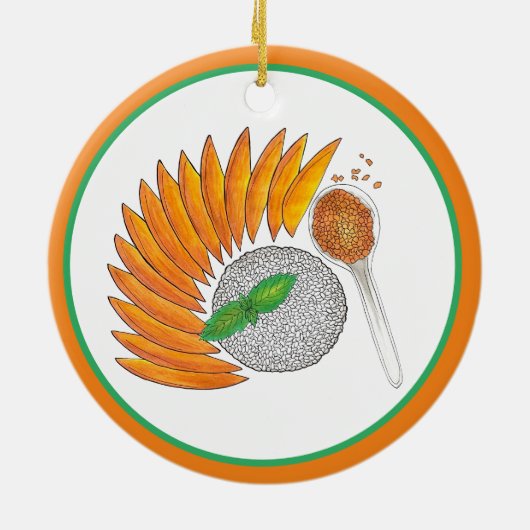 マンゴーもち米デザートタイ料理 セラミックオーナメント (裏面)