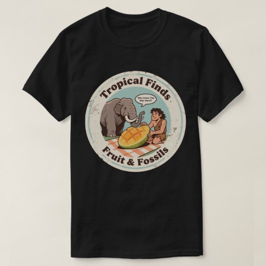 マンゴーを発見した原始人 Tシャツ (デザイン正面)