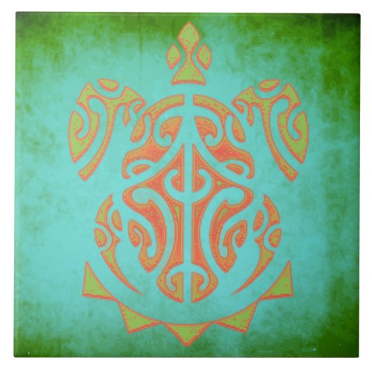 マンゴーアンドライムポリネシアンカメ タイル (正面)