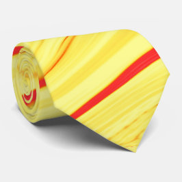 マンゴークリームに、曲線的な赤またはコーラル色のストロークを加えたもの ネクタイ