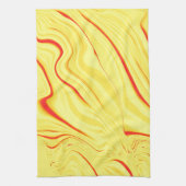 マンゴークリーム、湾曲した赤または珊瑚のストローク キッチンタオル (縦)
