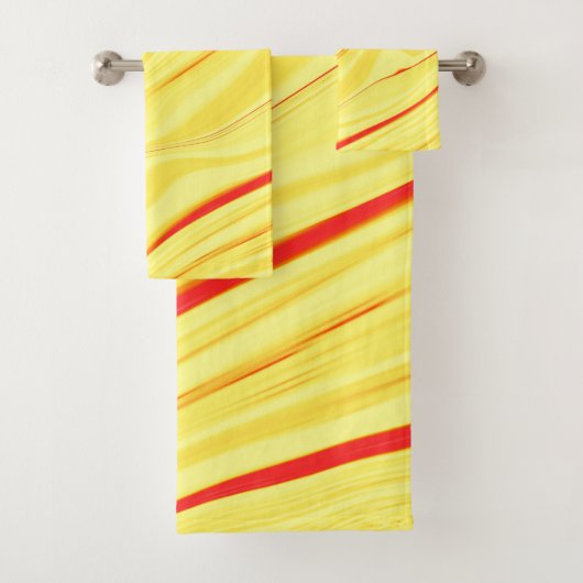 マンゴークリーム、湾曲した赤または珊瑚のストローク バスタオルセット (インサイチュ)