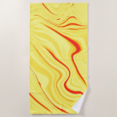 マンゴークリーム、湾曲した赤または珊瑚のストローク ビーチタオル (正面)
