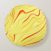 マンゴークリーム、湾曲した赤または珊瑚のストローク ラウンドクッション (正面)