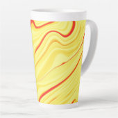 マンゴークリーム、赤またはサンゴの曲線 カフェラテマグ (右アングル)