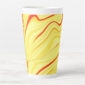 マンゴークリーム、赤またはサンゴの曲線 カフェラテマグ (正面)