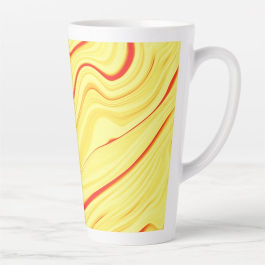 マンゴークリーム、赤またはサンゴの曲線 カフェラテマグ (右)