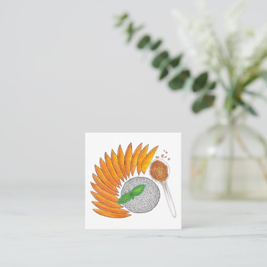 マンゴースティッキーライスデザートタイレストランフード スクエア名刺 (スタンド正面)